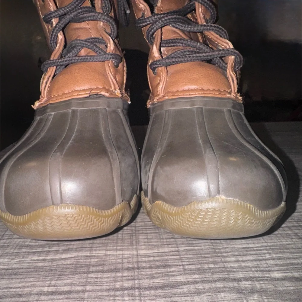 Sperry Boys Waterproof Duck Hunting Boots Size 2 Tan Brown Lace Up